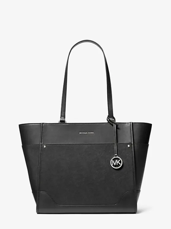 Michael Kors Harrison Large Leather Tote Bag | BLACK New