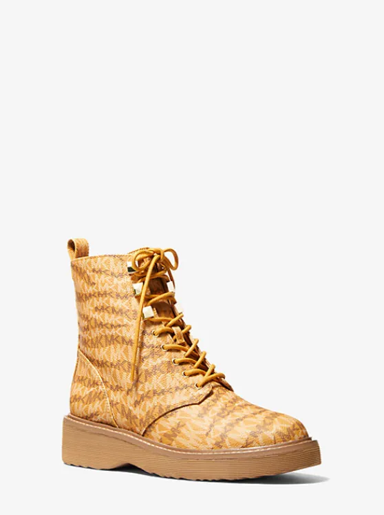 Michael Kors Haskell Animal Print Logo Canvas Boot MARIGOLD Best