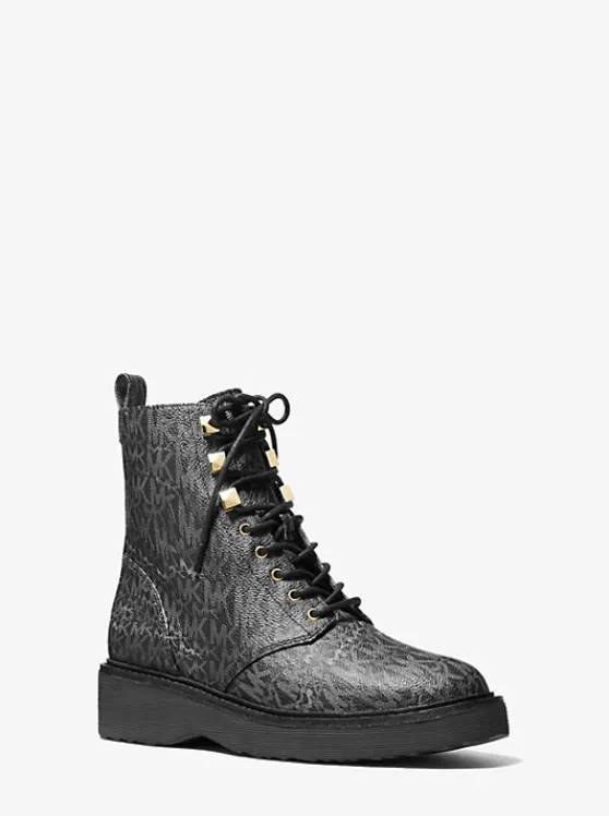 Michael Kors Haskell Animal Print Logo Canvas Boot Online