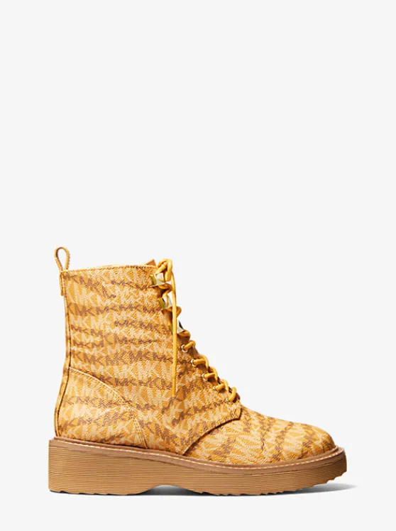 Michael Kors Haskell Animal Print Logo Canvas Boot MARIGOLD Best