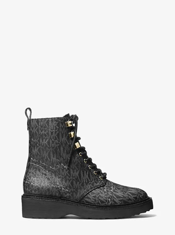 Michael Kors Haskell Animal Print Logo Canvas Boot Online