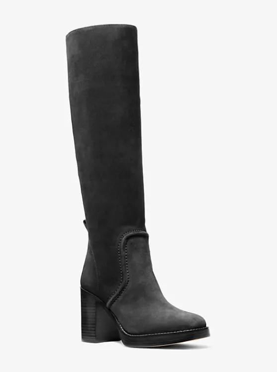 Michael Kors Hayden Suede Boot BLACK Clearance