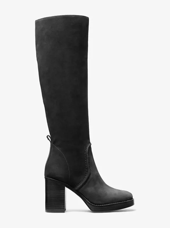 Michael Kors Hayden Suede Boot BLACK Clearance