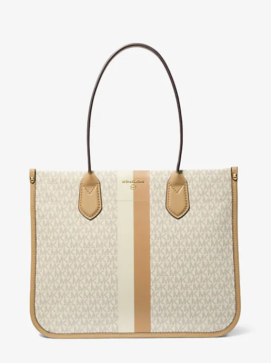 Michael Kors Heidi Large Stripe Signature Logo Tote Bag | VANILLACOMBO Outlet