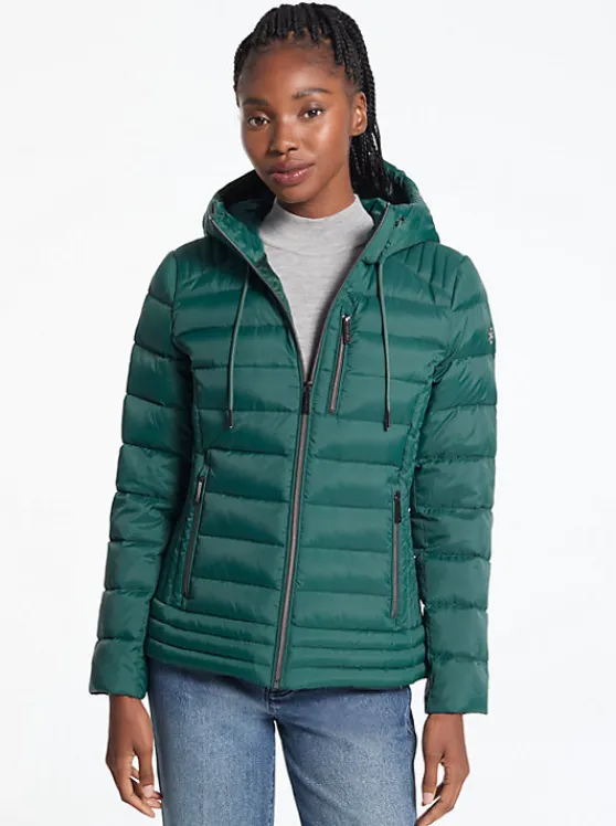 Michael Kors Hooded Puffer Jacket DARKEMERALD Online