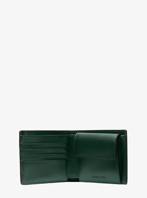 Michael Kors Hudson Crocodile Embossed Leather Billfold Wallet FORESTGREEN Store