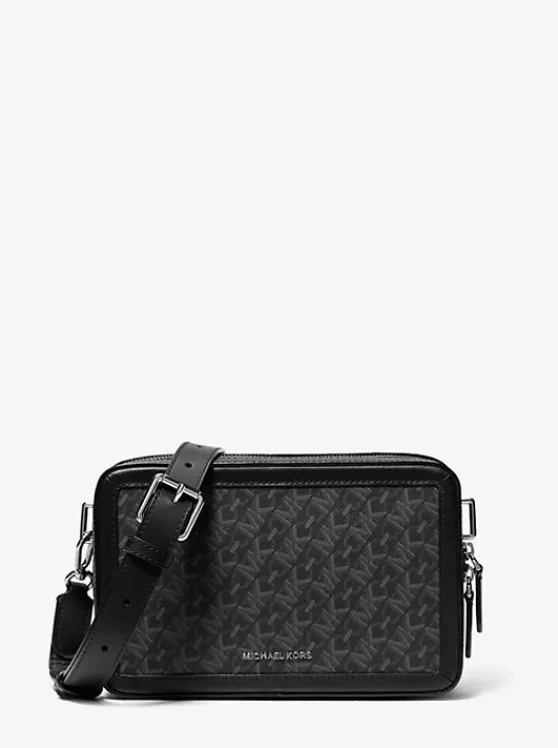 Michael Kors Hudson Empire Monogram Crossbody Bag BLACK Flash Sale