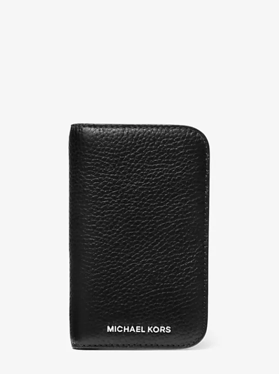 Michael Kors Hudson Pebbled Leather Billfold Wallet BLACK Online