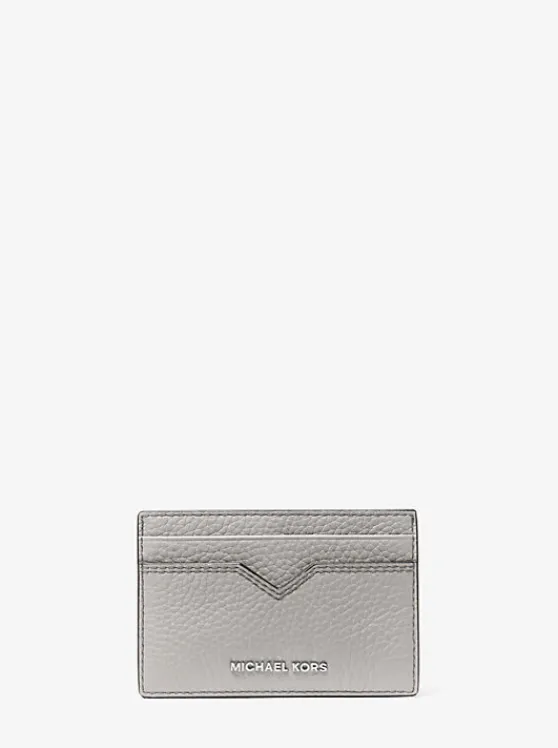 Michael Kors Hudson Pebbled Leather Card Case QUARRYGREY Sale