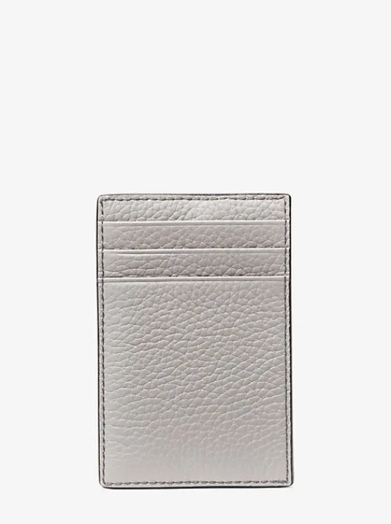 Michael Kors Hudson Pebbled Leather Card Case QUARRYGREY Sale