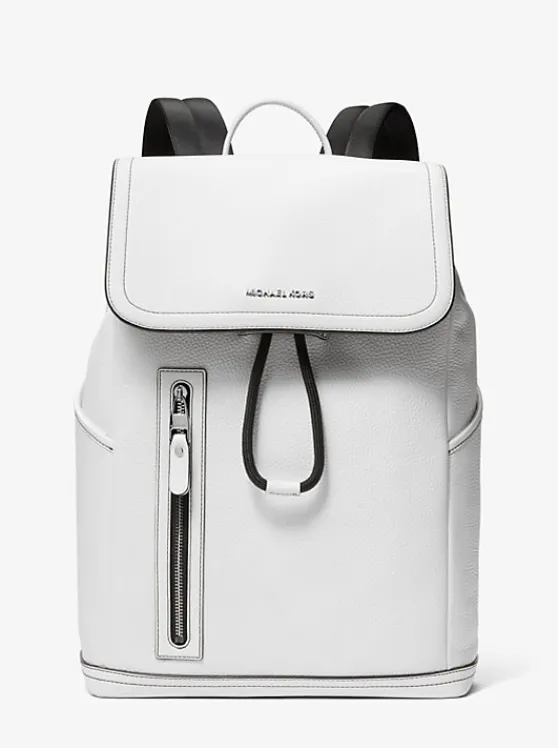 Michael Kors Hudson Pebbled Leather Utility Backpack BRIGHTWHT Store