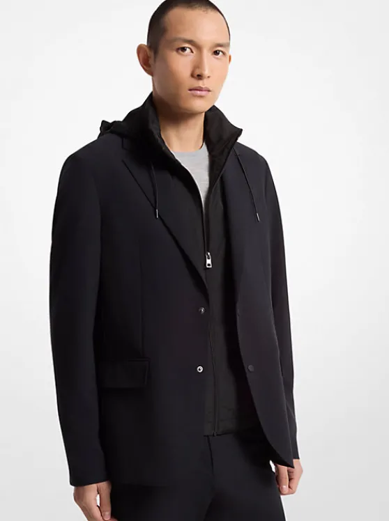 Michael Kors 2-in-1 Mixed-Media Blazer BLACK Outlet