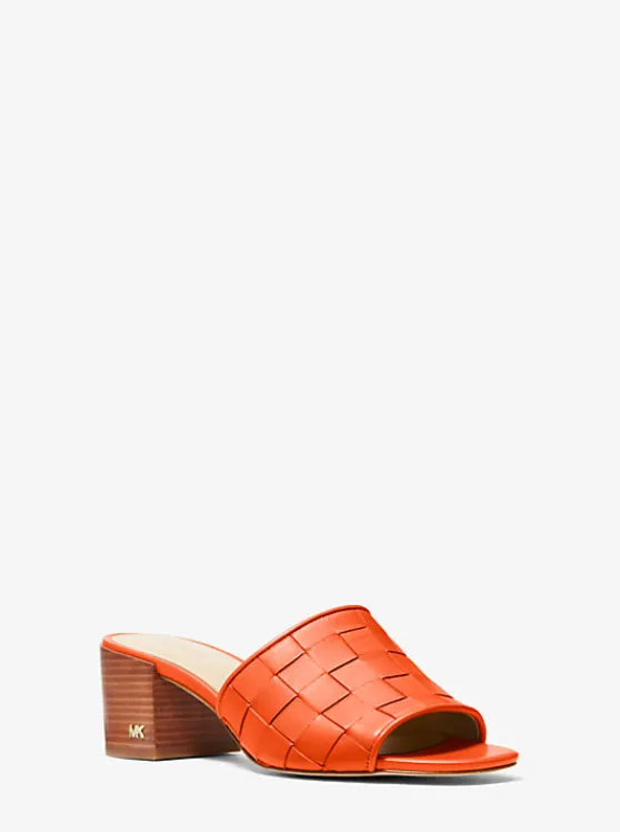 Michael Kors Ingrid Woven Leather Mule OPTICORANGE Hot