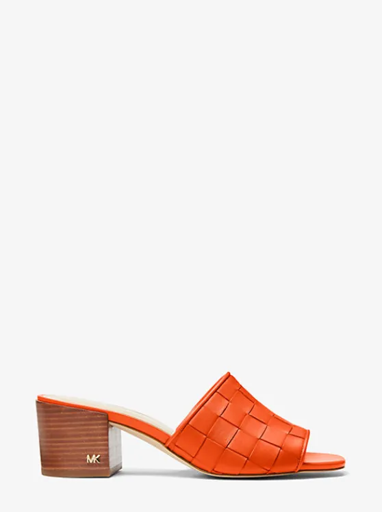 Michael Kors Ingrid Woven Leather Mule OPTICORANGE Hot