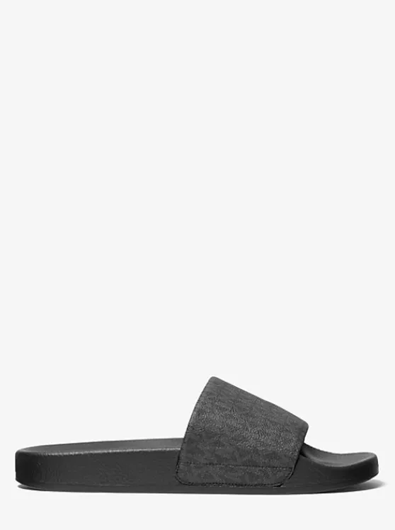 Michael Kors Jake Logo Slide Sandal BLACK Discount