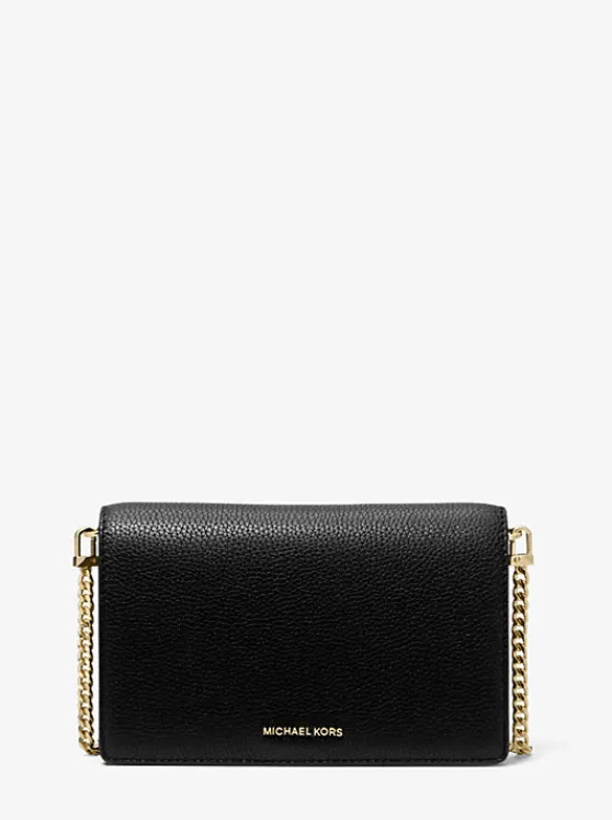 Michael Kors Jet Set Medium Pebbled Leather Crossbody Bag BLACK Hot