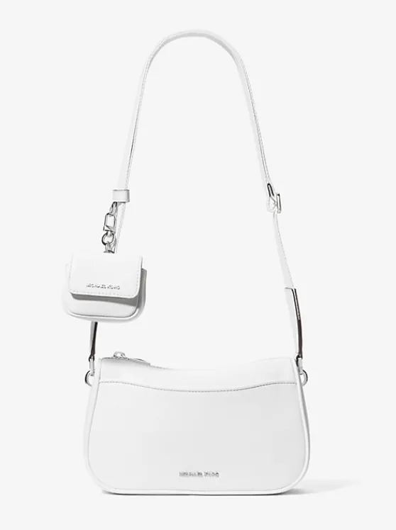 Michael Kors Jet Set Medium Pebbled Leather Crossbody Bag with Case for Apple AirPods Pro® OPTICWHITE Cheap