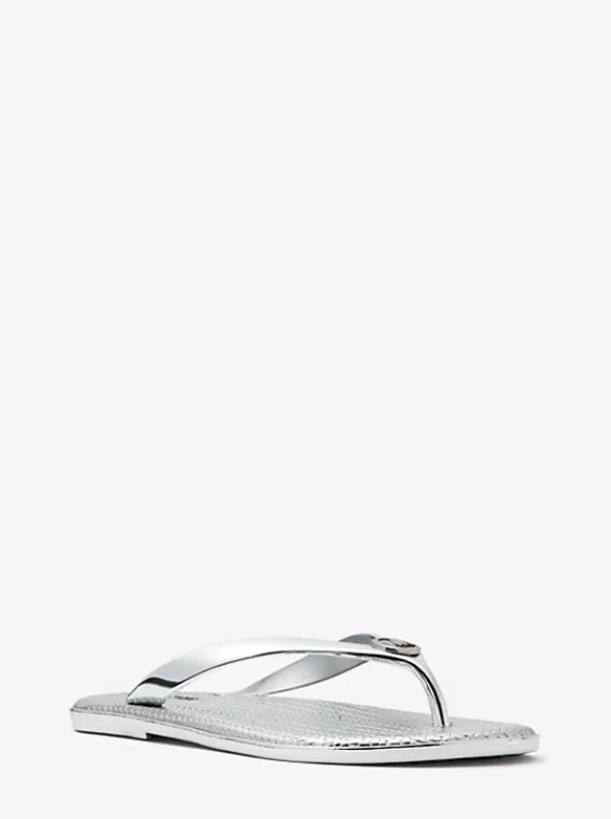 Michael Kors Jet Set Metallic Jelly Flip-Flop | SILVER Discount