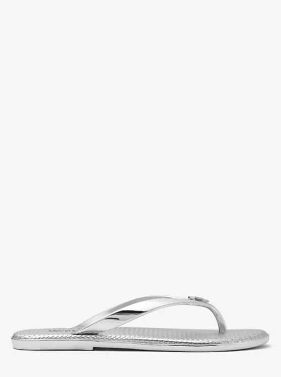 Michael Kors Jet Set Metallic Jelly Flip-Flop | SILVER Discount