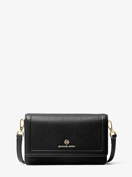 Michael Kors Jet Set Small Pebbled Leather Smartphone Convertible Crossbody Bag BLACK Store