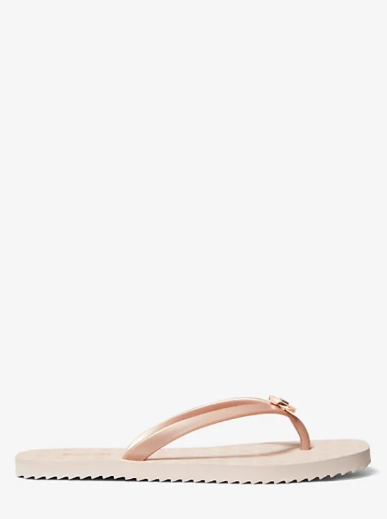 Michael Kors Jinx Logo Flip Flop ROSEGLD/BLLT Discount