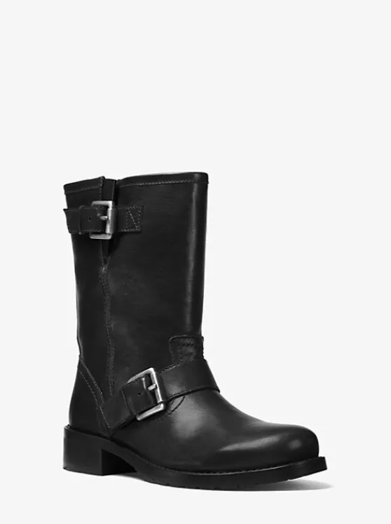 Michael Kors Jonas Leather Moto Boot BLACK Cheap