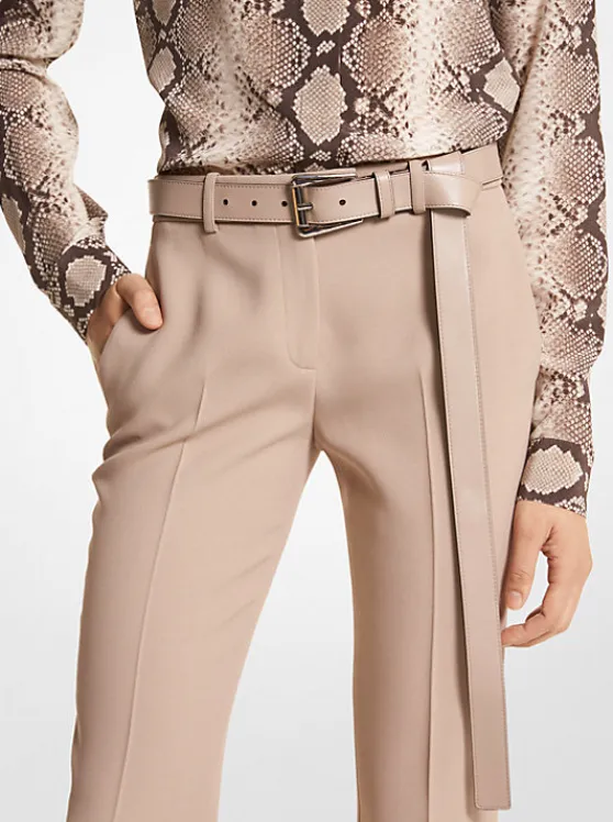 Michael Kors Joni Leather Trouser Belt TAUPE Discount