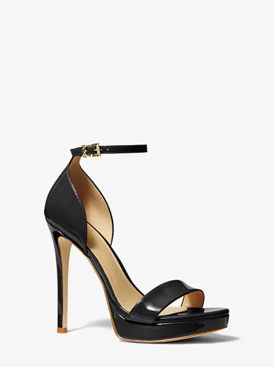 Michael Kors Jordyn Patent Leather Platform Sandal BLACK Best