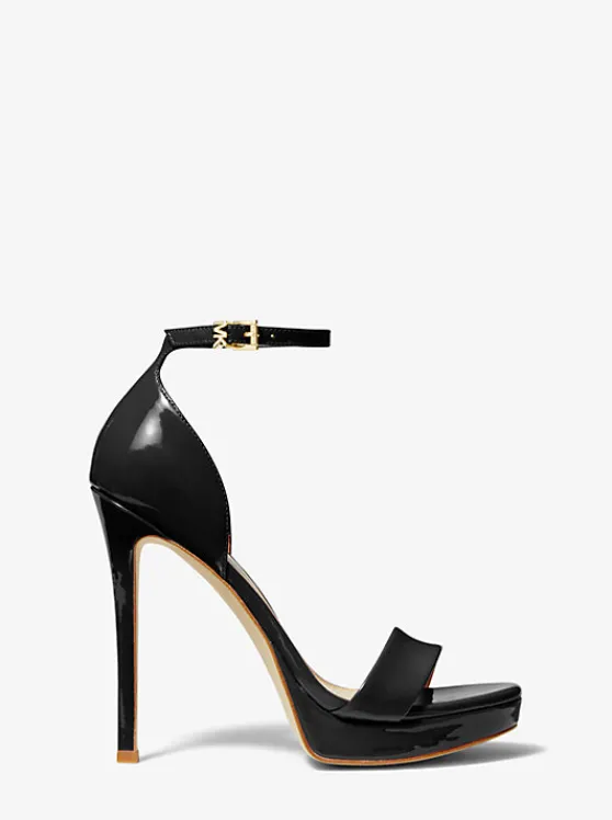 Michael Kors Jordyn Patent Leather Platform Sandal BLACK Best