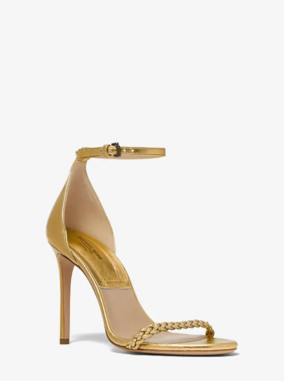 Michael Kors Joslyn Metallic Leather Sandal ANTIQUEBRASS Cheap