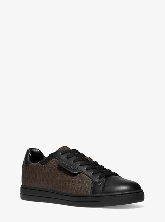 Michael Kors Keating Logo and Leather Sneaker BROWN/BLK Online