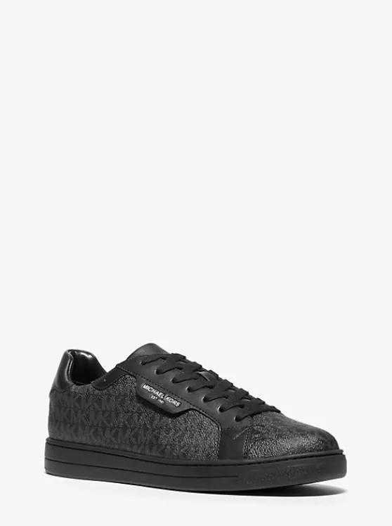 Michael Kors Keating Logo and Leather Sneaker BLACK Store