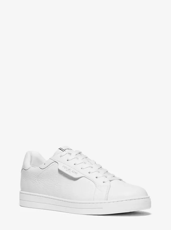 Michael Kors Keating Pebbled Leather Sneaker OPTICWHITE Discount