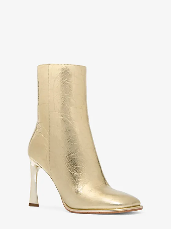 Michael Kors Kelsea Metallic Crackled Leather Boot PALEGOLD Online