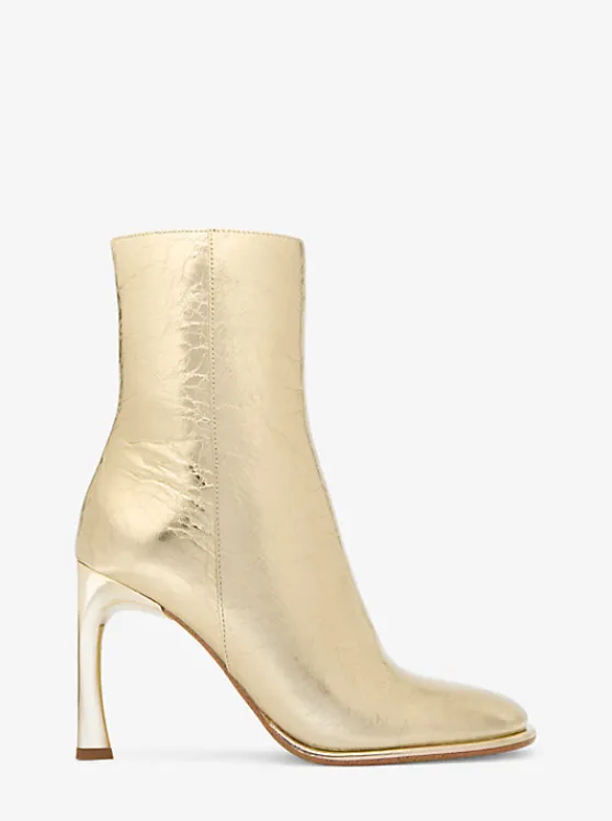 Michael Kors Kelsea Metallic Crackled Leather Boot PALEGOLD Online