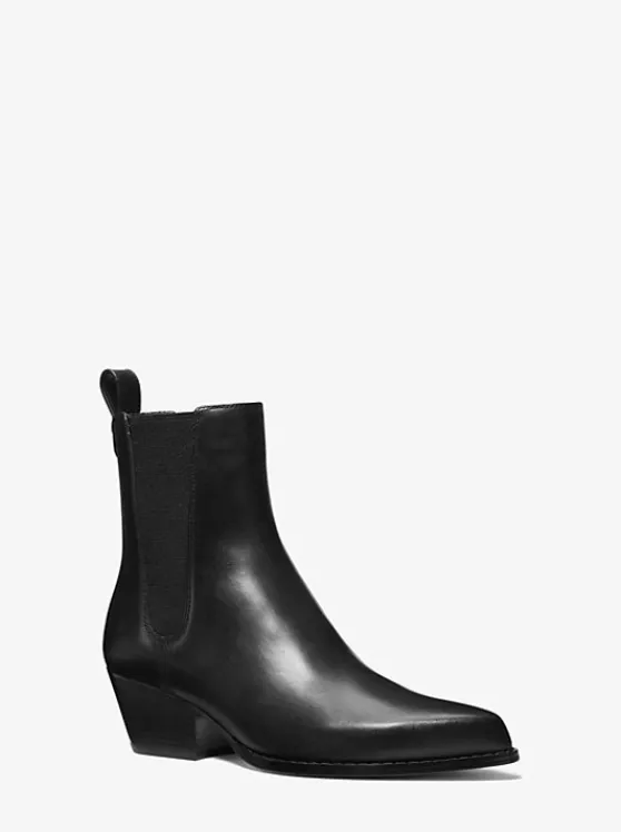 Michael Kors Kinlee Leather Ankle Boot BLACK Hot