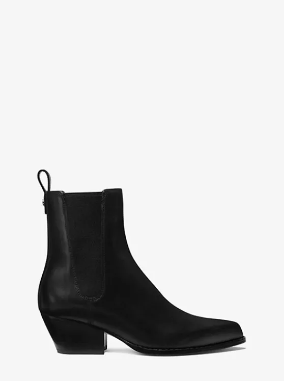 Michael Kors Kinlee Leather Ankle Boot BLACK Hot