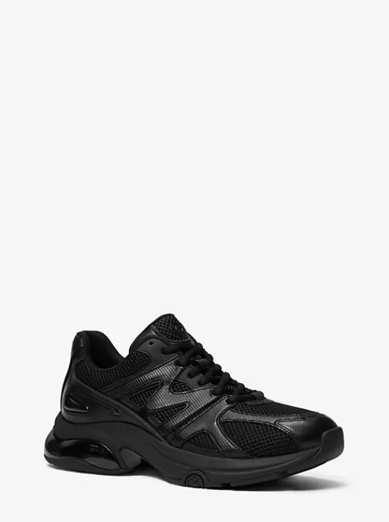 Michael Kors Kit Extreme Mesh and Leather Trainer BLACK Discount