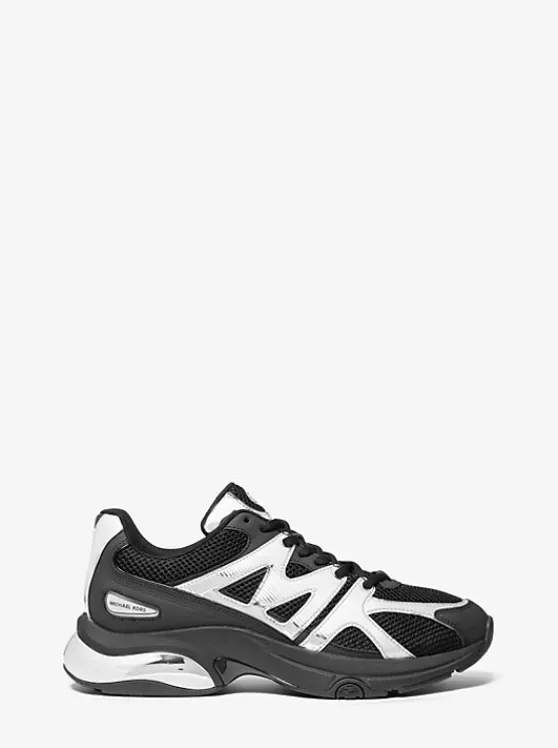 Michael Kors Kit Extreme Mesh and Metallic Trainer BLACK/SILVER Online