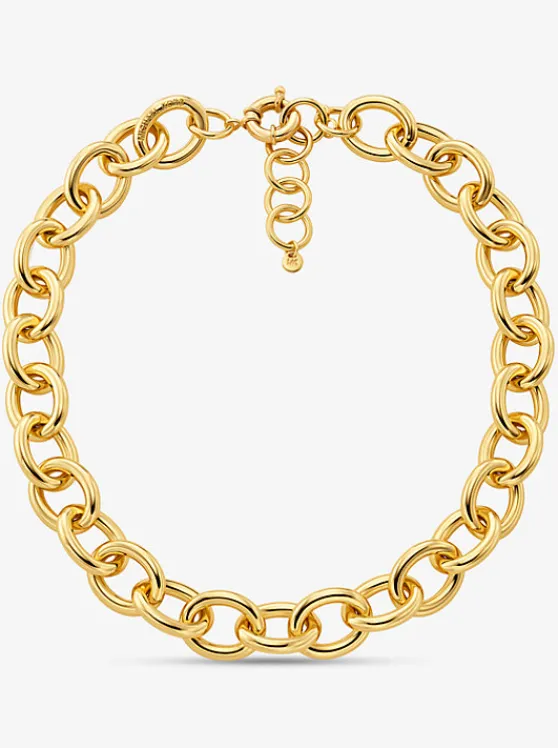 Michael Kors Large Precious Metal-Plated Brass Chain Link Necklace | GOLD Shop