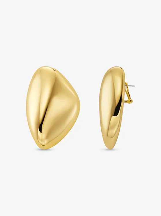 Michael Kors Large Precious Metal-Plated Brass Pebble Earrings GOLD Store