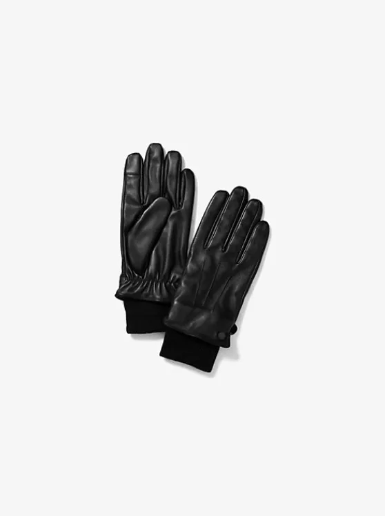 Michael Kors Leather Gloves BLACK Online