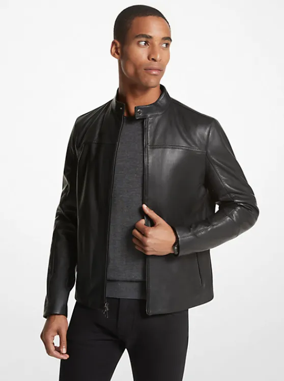 Michael Kors Leather Racer Jacket | BLACK Sale