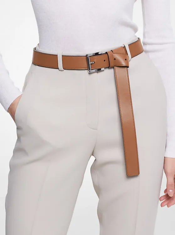 Michael Kors Leather Trouser Belt CHESTNUT Store