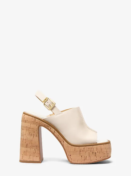 Michael Kors Leia Leather Platform Sandal LTCREAM Best