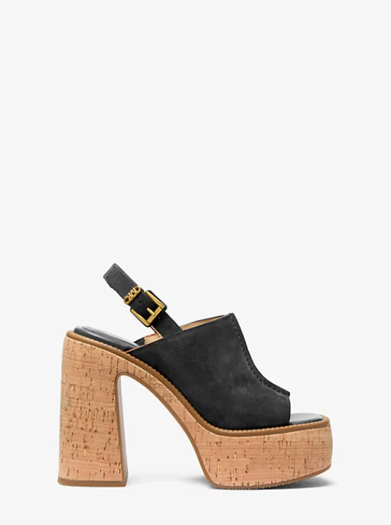 Michael Kors Leia Suede Platform Sandal | BLACK Clearance