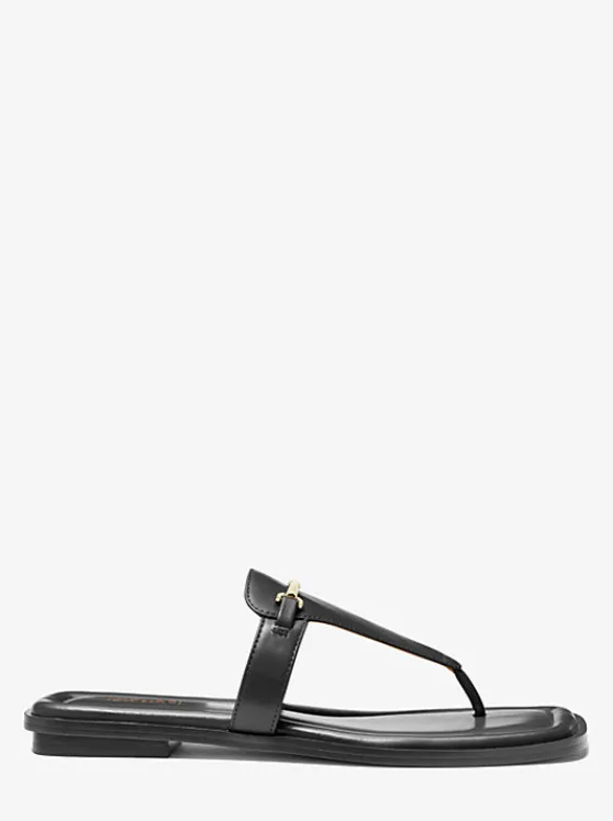 Michael Kors Lena Leather T-Strap Sandal BLACK Store