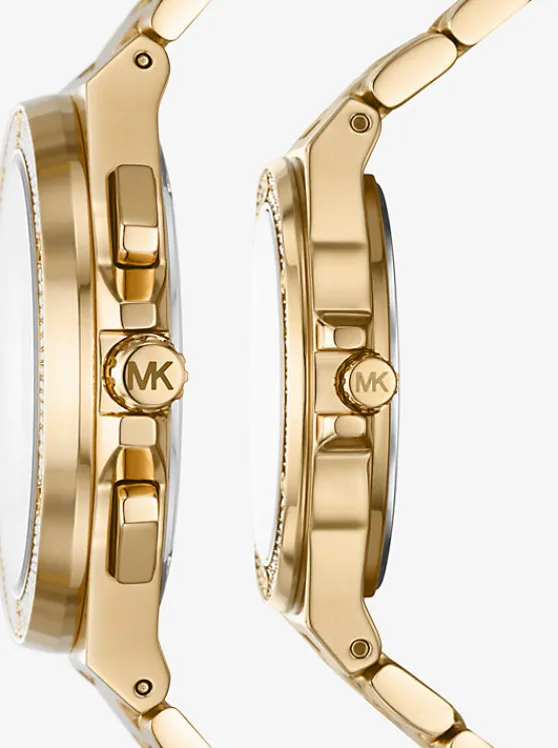 Michael Kors Lennox His and Hers Pavé -Tone Watch Set GOLD Shop