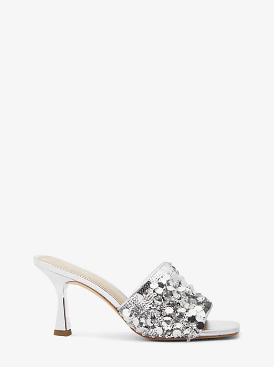 Michael Kors Limited-Edition Tessa Hand-Embellished Mule SILVER Sale