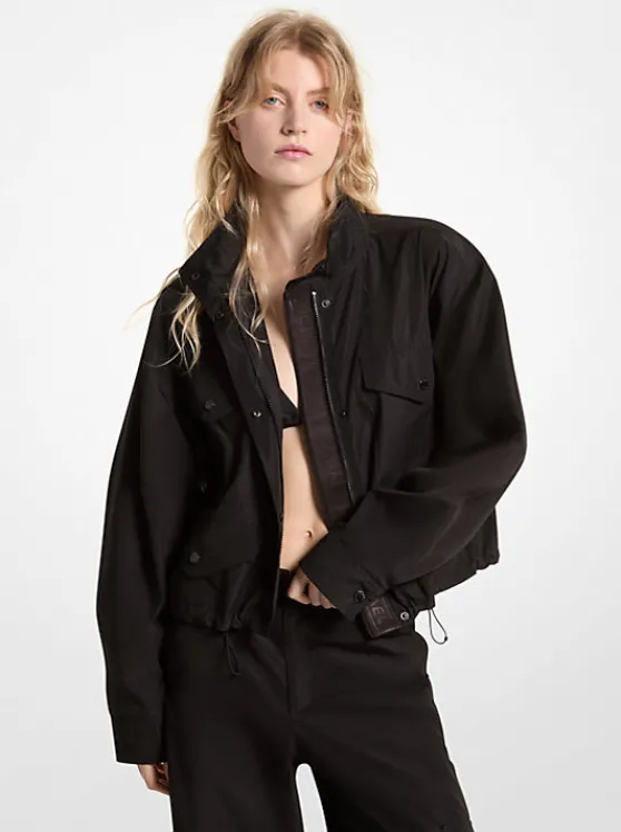 Michael Kors Logo Tape Woven Anorak BLACK Best Sale